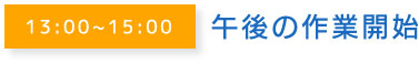 13:00~15:00午後の作業開始